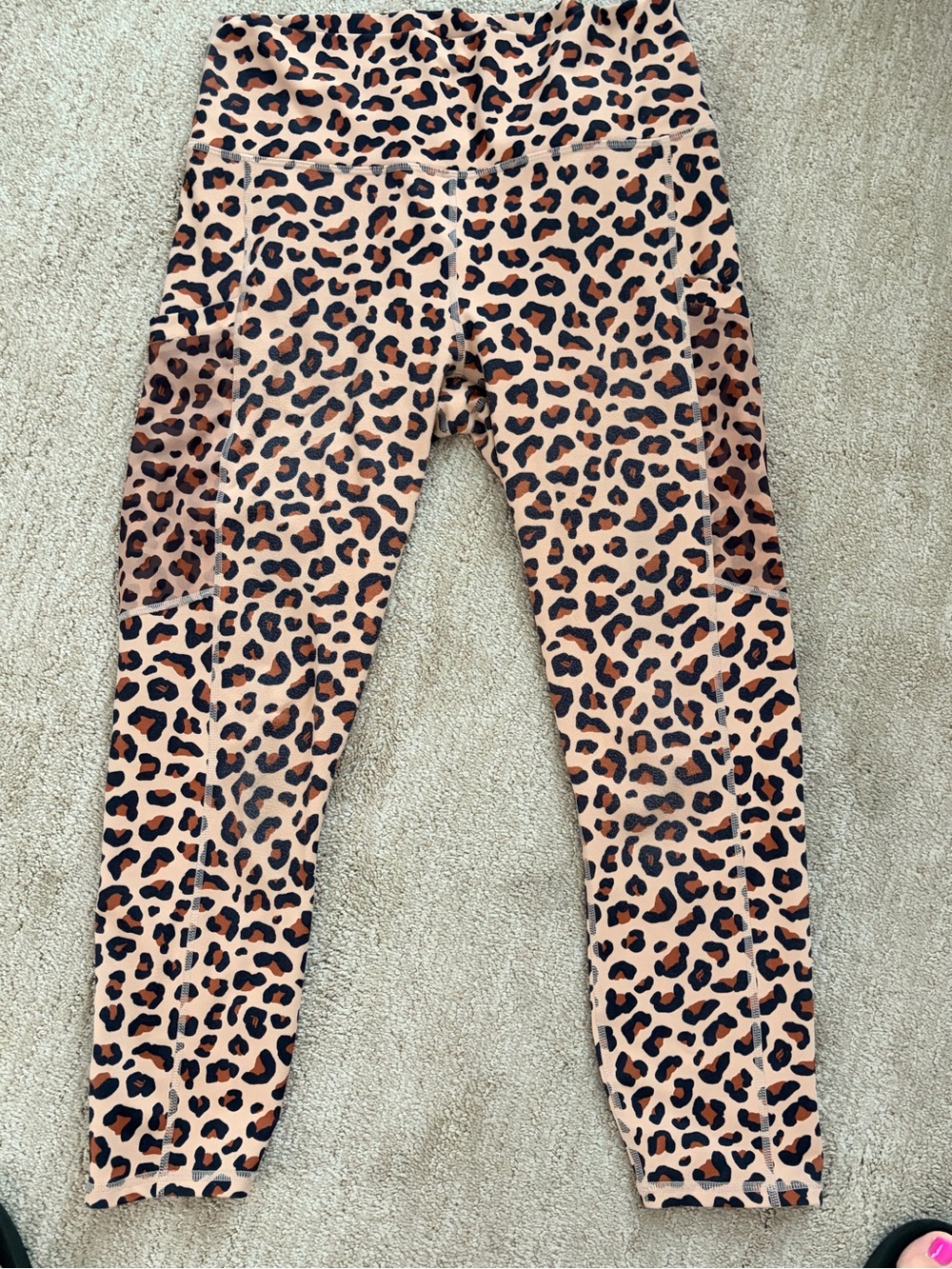 Fabletics Pink and Tan Leopard Print Leggings